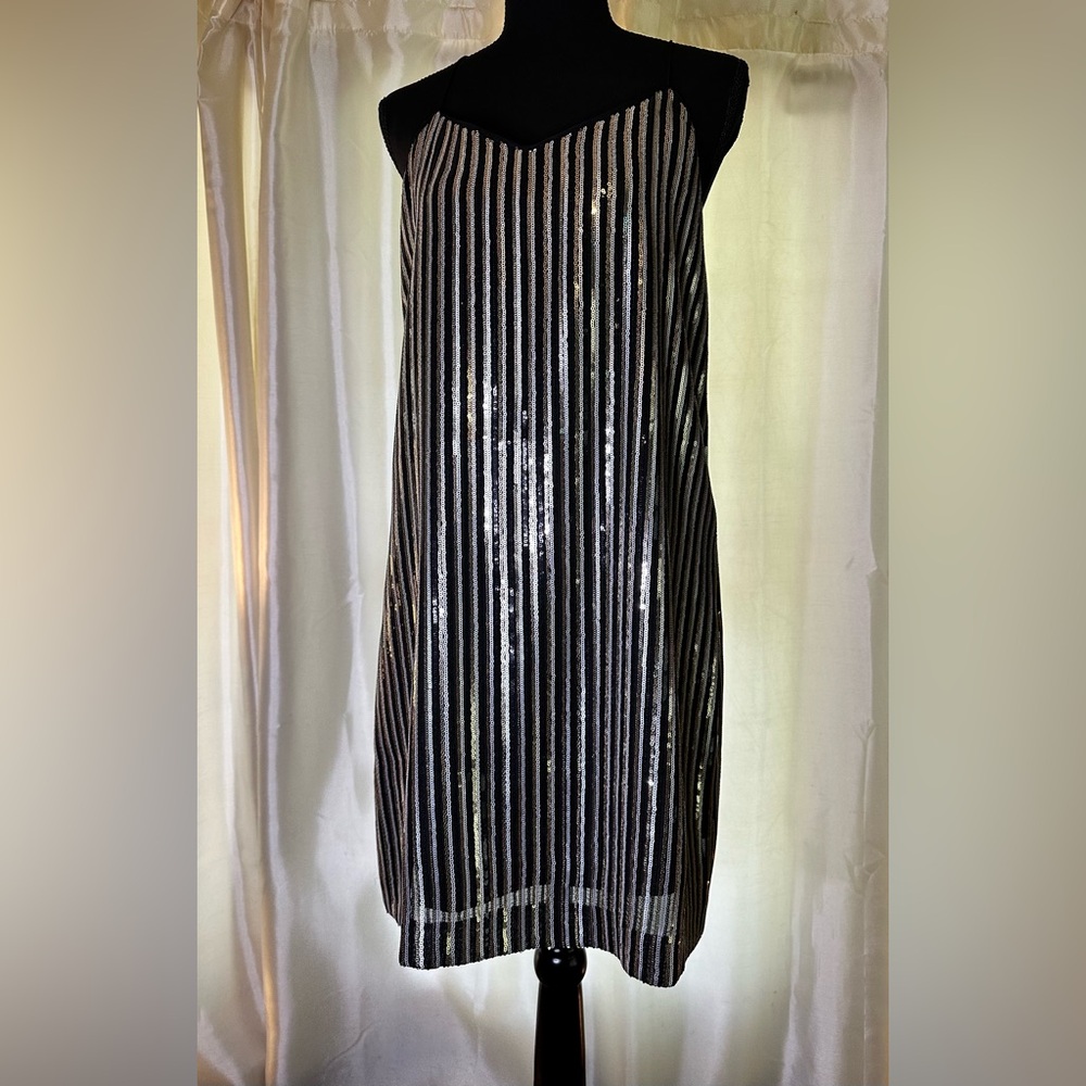 Cece Women Metallic Sequined Mini Cocktail‎ Dress Holiday Party Flapper Sz 4